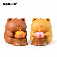 BigGallery A Little Sweetness for You Candle Holder Set featuring cute bear candle holders with honey jar inspired candle designs on a white background