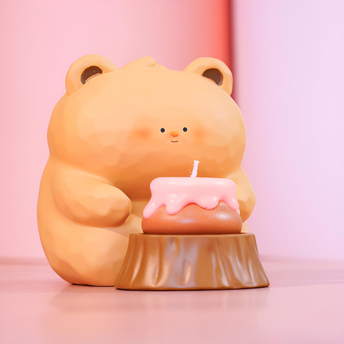 Resin bear candle holder set with scented candle for cozy home decor and relaxation