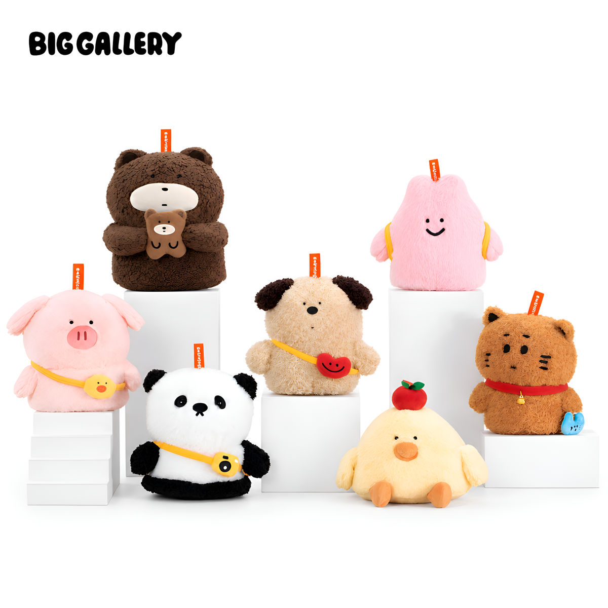 BigGallery Hello The World series plush blind box full collection featuring cute collectible plush figures on white background