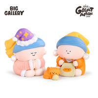 Tender Moments Pearl Girl blind box collectible figures set by BigGallery, featuring cute designer toys with cat companion and cozy character details