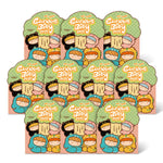 Ten Curious Baby Series Blind Box packages from BigGallery, showcasing collectible animal figures in adorable animal onesie designs, suitable for collectors and bulk display setups.