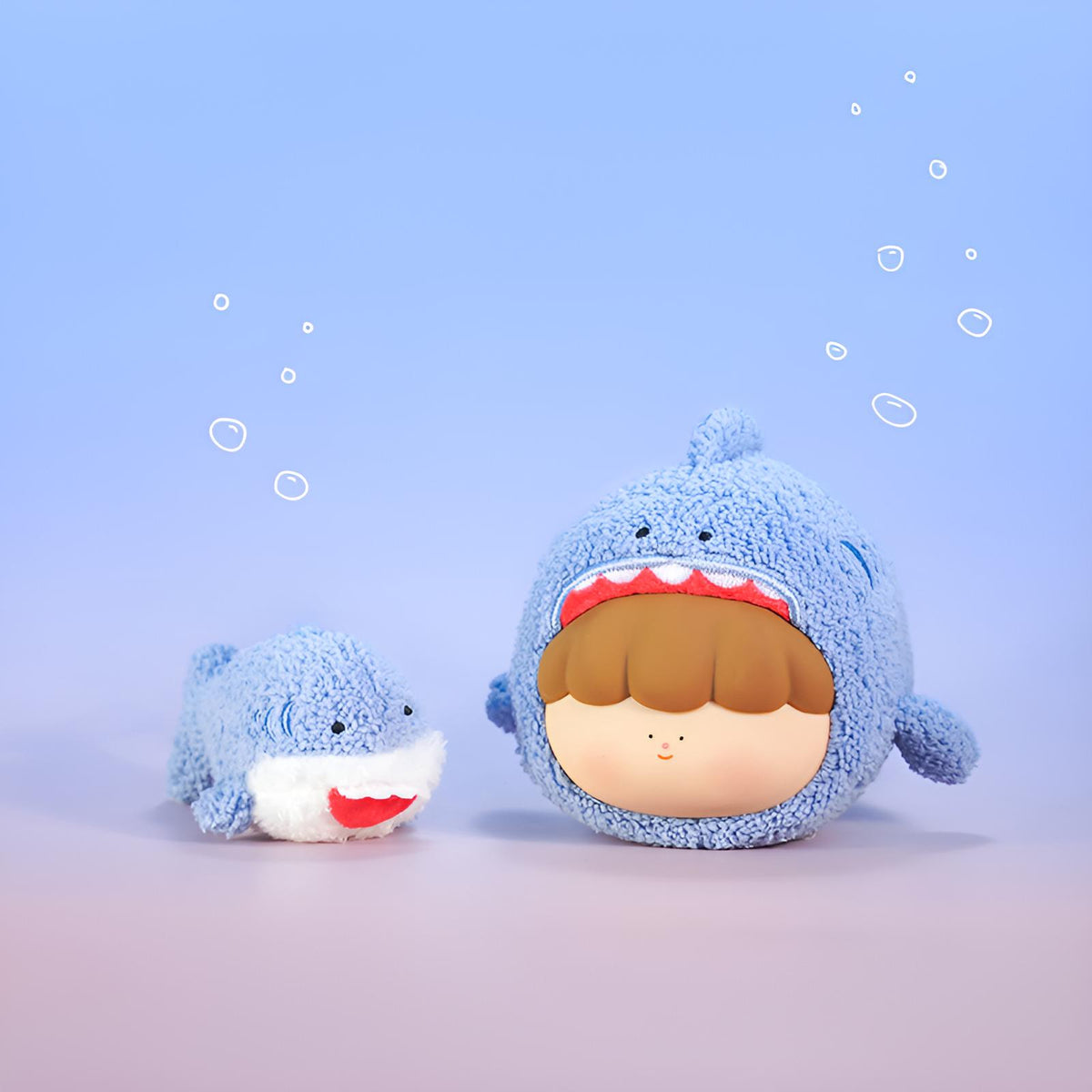 Fluffy Shark Plush Charm with a matching mini shark plush