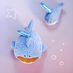 Fluffy Shark Plush Charm overhead view with ocean-inspired details