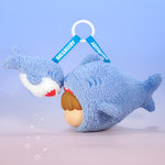 Fluffy Shark Plush Charm side view showing its soft plush texture