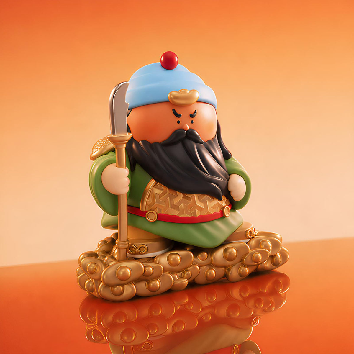 Guan Yu God of Wealth Figure side view showing detailed craftsmanship and iconic warrior details