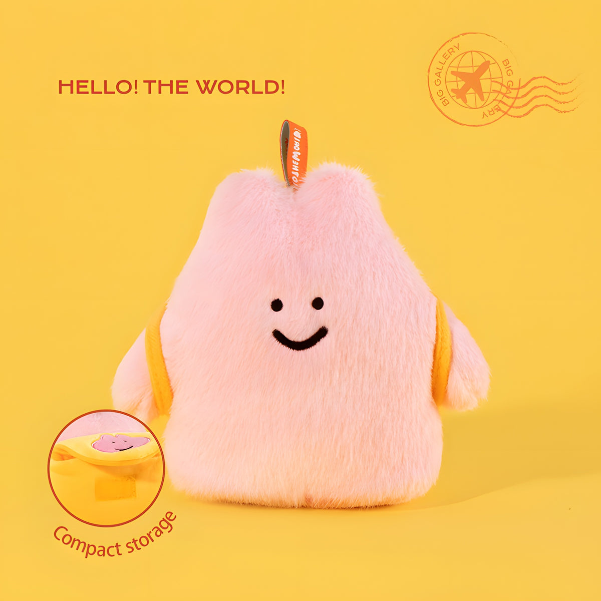 Hello The World series pink character plush blind box toy with compact storage feature
