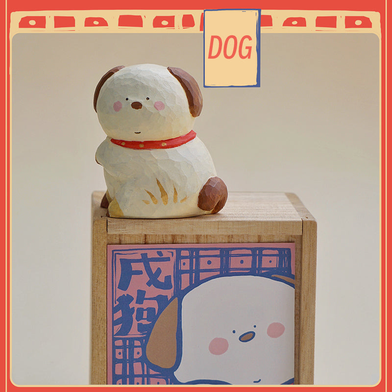 Lunar Zodiac Dog figure by BigGallery with matching display box, collectible zodiac animal art figure