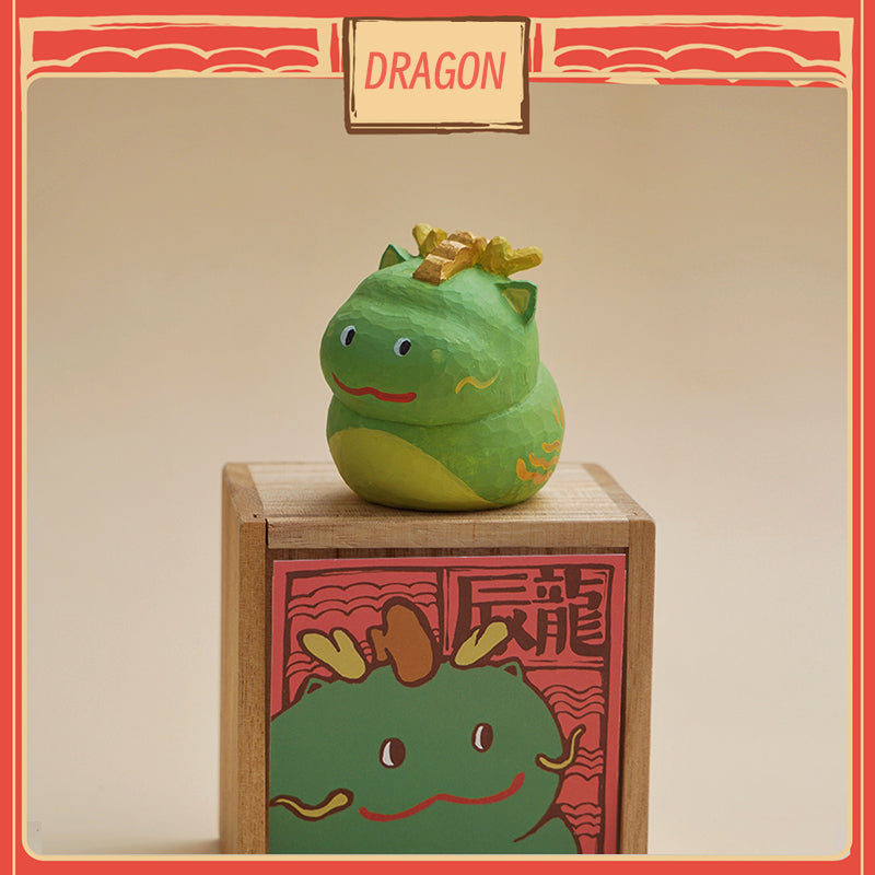 Lunar Zodiac Dragon figure by BigGallery with matching display box, cute collectible zodiac animal figure