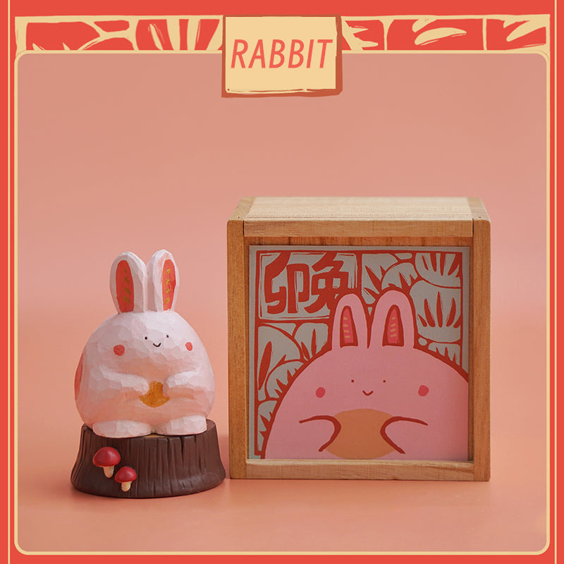 Lunar Zodiac Rabbit figure by BigGallery with matching display box, collectible zodiac animal art figure