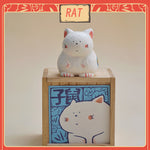 Lunar Zodiac Rat figure by BigGallery with matching display box, cute collectible zodiac animal art figure