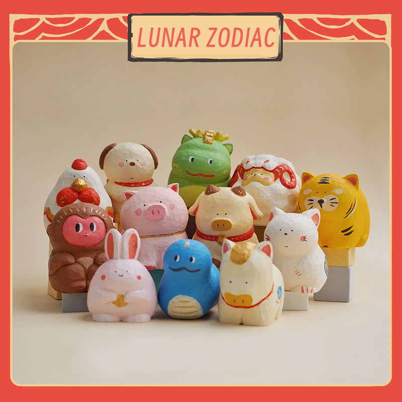 Complete lineup of Lunar Zodiac Series Figures by BigGallery with twelve cute collectible zodiac animal art figures