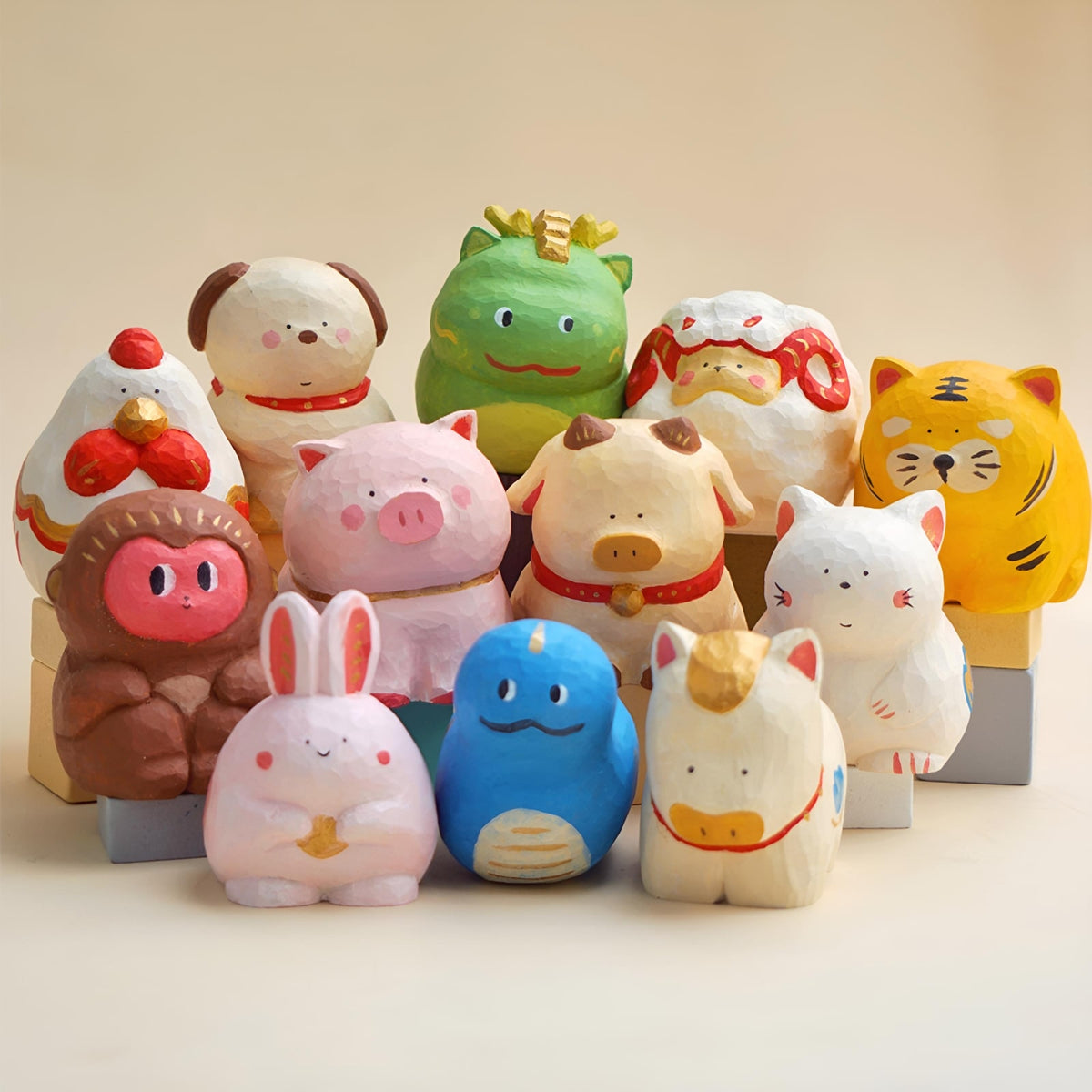 Complete lineup of Lunar Zodiac Series Figures by BigGallery featuring twelve cute collectible zodiac animal figures