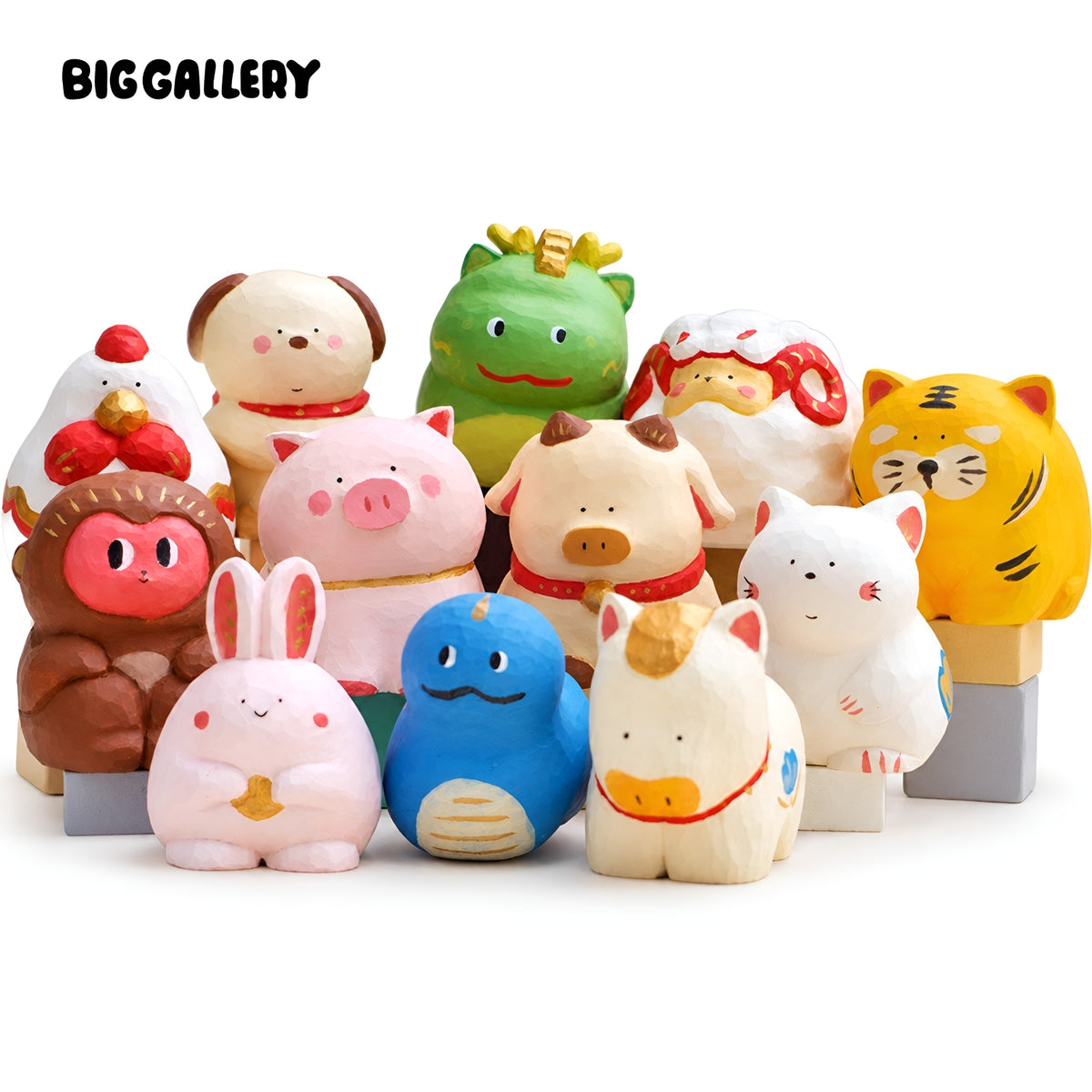 Lunar Zodiac Series Figures full collection by BigGallery featuring twelve collectible zodiac animal figures displayed on a clean white background