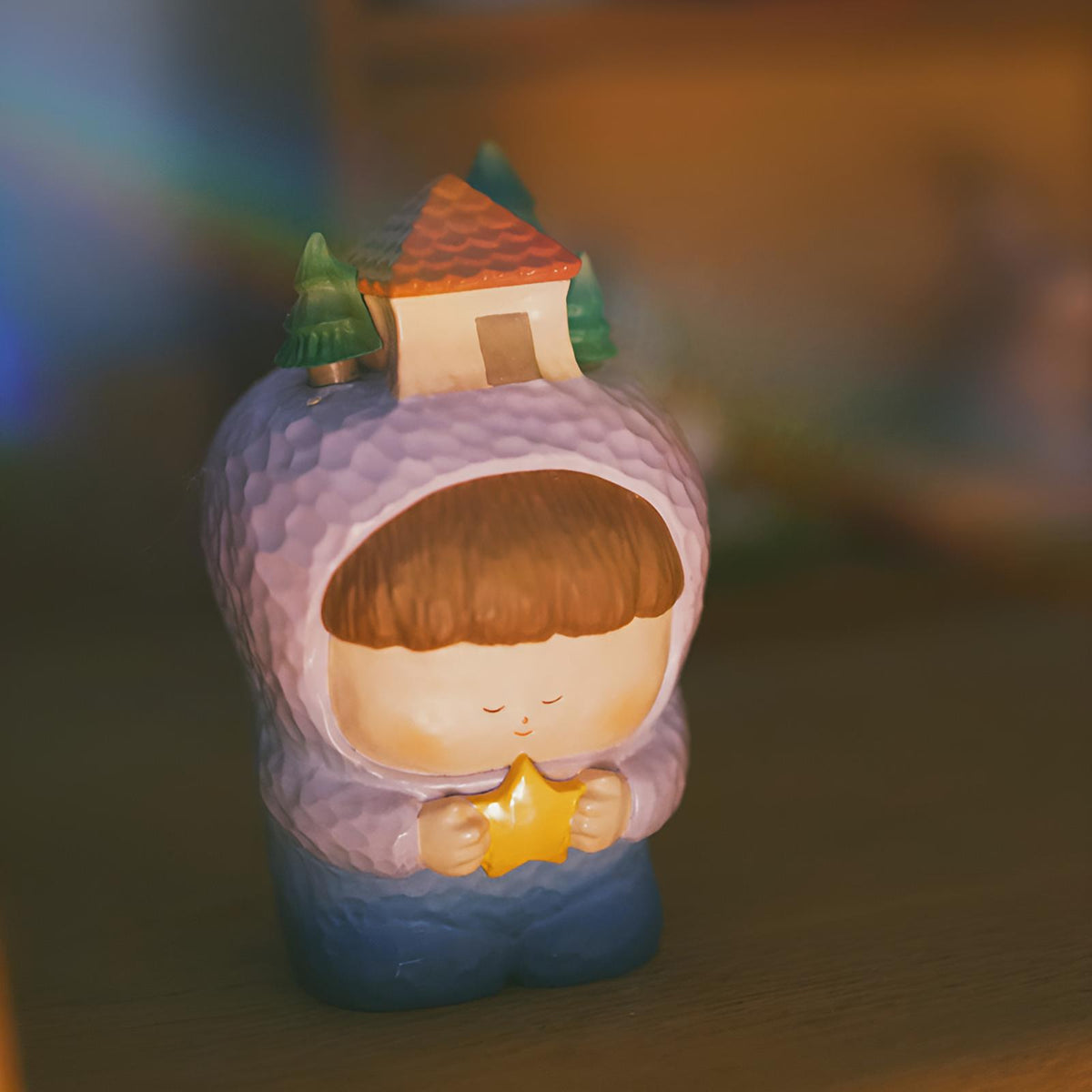 Make A Wish Series collectible art figure by BigGallery shown in a warm night display with soft lighting and dreamy atmosphere