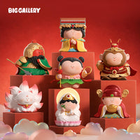 Our Guardian Gods blind box full collection by BigGallery featuring Guan Yu, Nezha, Mazu, Fighting Buddha, Fortune God, Nine-Tailed Fox and secret Guanyin figure
