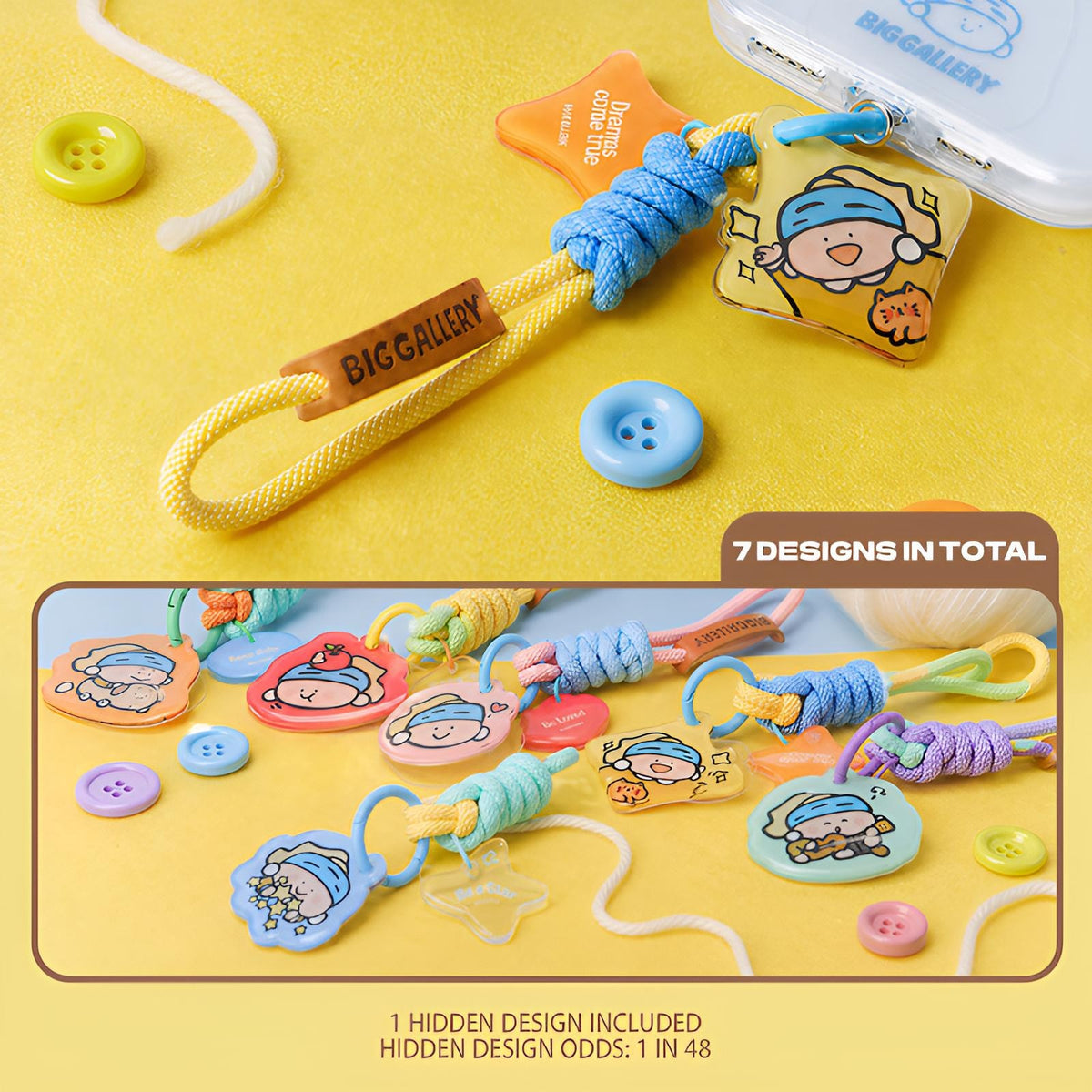 Pearl Maiden Phone Strap Blind Box with 7 designs in total and 1 hidden design, a cute collectible phone charm strap series