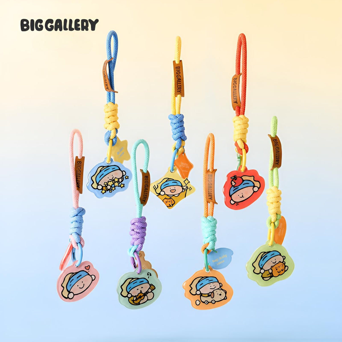 Pearl Maiden Phone Strap Blind Box full lineup by BigGallery, featuring seven cute acrylic phone charm strap designs