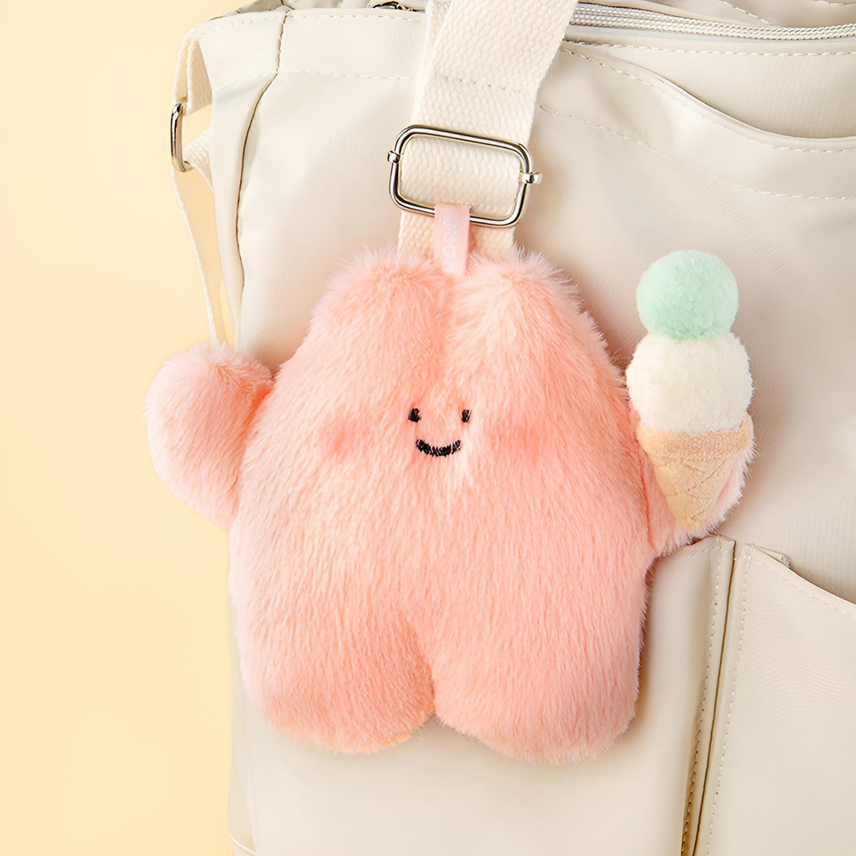 Double-Scoop Ice Cream Roro plush figure shown as a cute bag charm from the summer blind box series