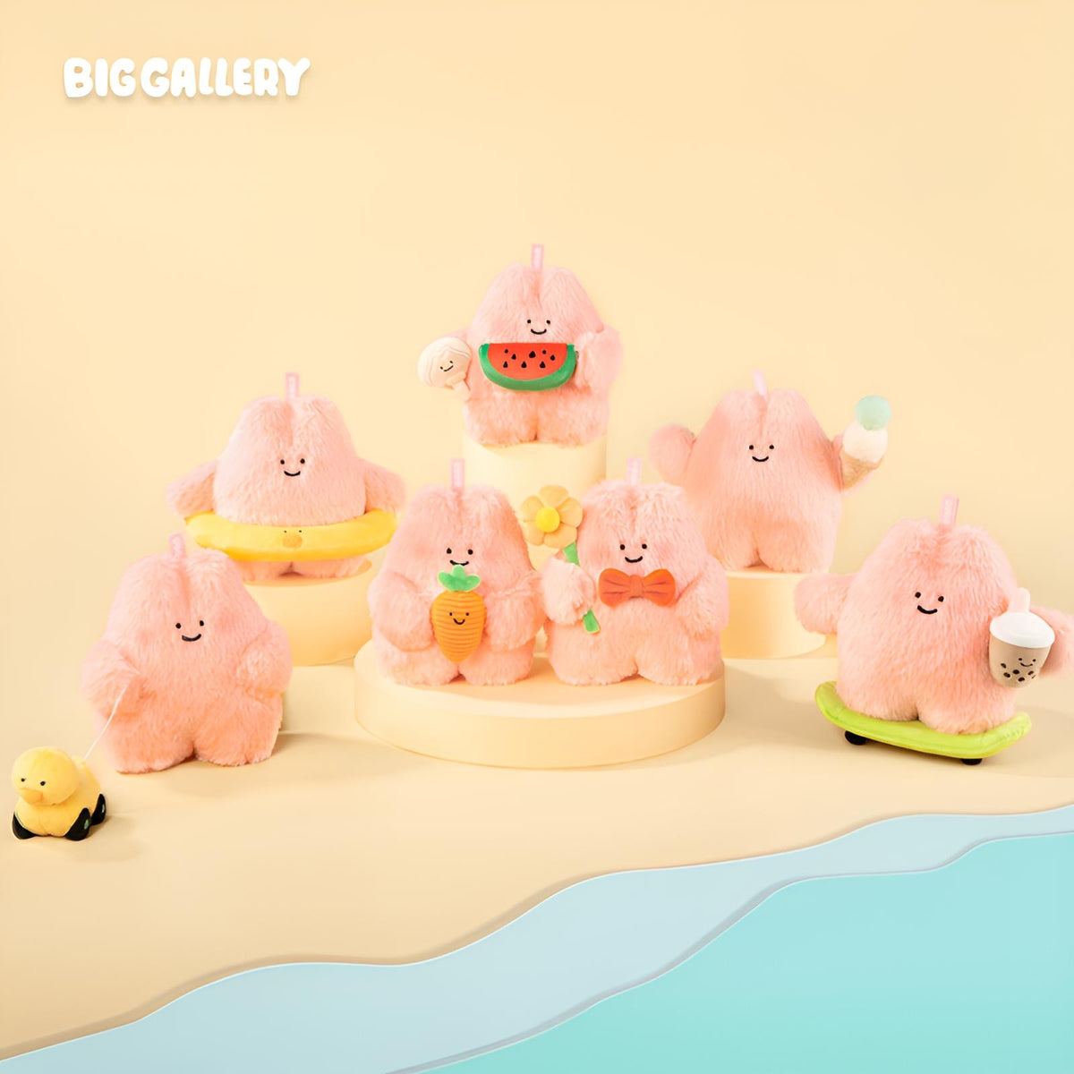 Roro’s Summer Plans Series Blind Box by BigGallery featuring six soft plush summer-themed collectible figures