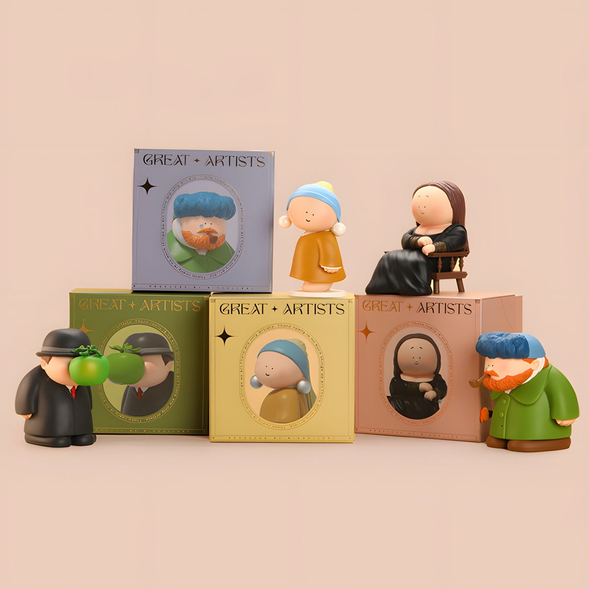 The Great Artist Figures Season 1 blind box collectibles – cute designer toys inspired by famous artists, full series display