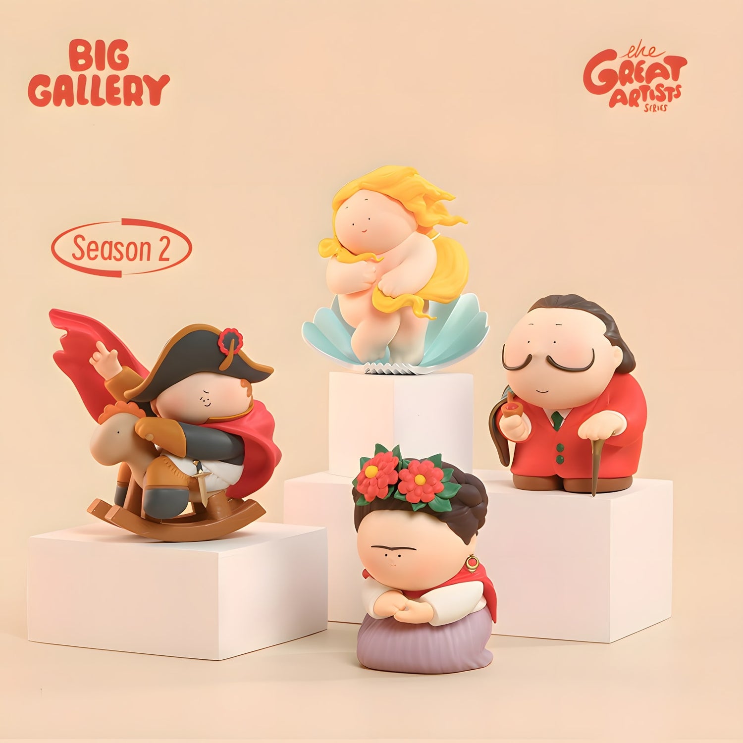 The Great Artist Figures Season 2 full set featuring Salvador Dalí, Napoleon, Frida Kahlo and The Birth of Venus collectible figures