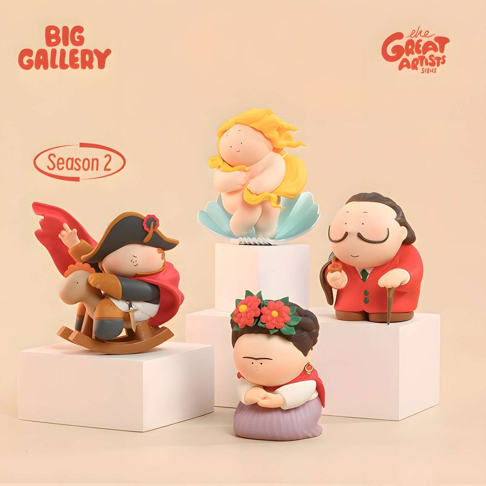 The Great Artist Figures Season 2 full set featuring Salvador Dalí, Napoleon, Frida Kahlo and The Birth of Venus collectible figures