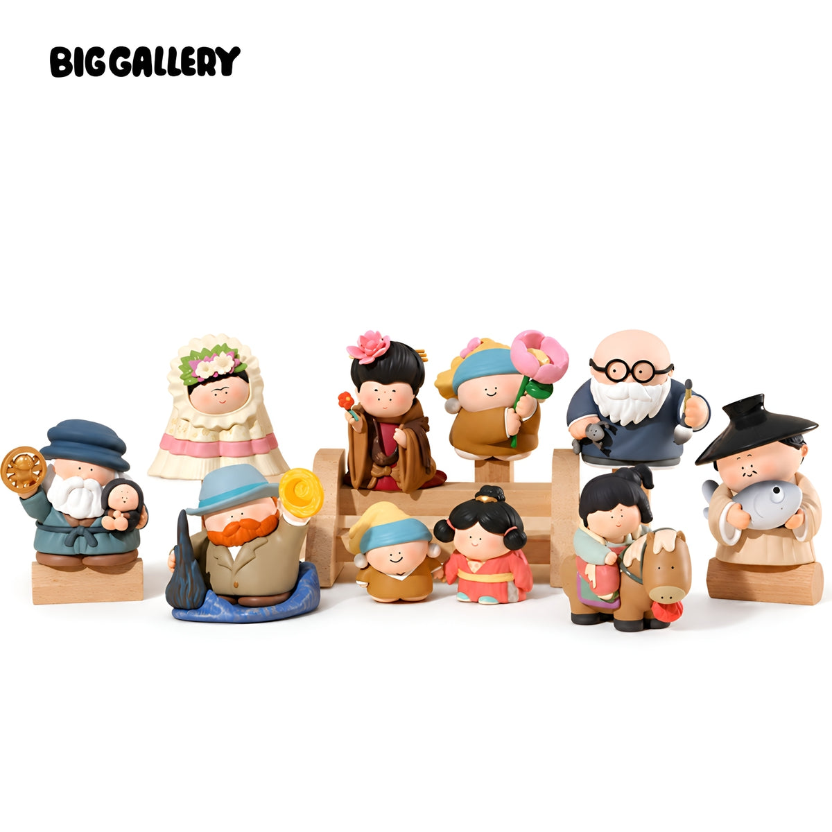 Complete collectible figure set from The Great Artist Series – East Meets West Blind Box by BigGallery, featuring art-inspired characters from Eastern and Western cultures