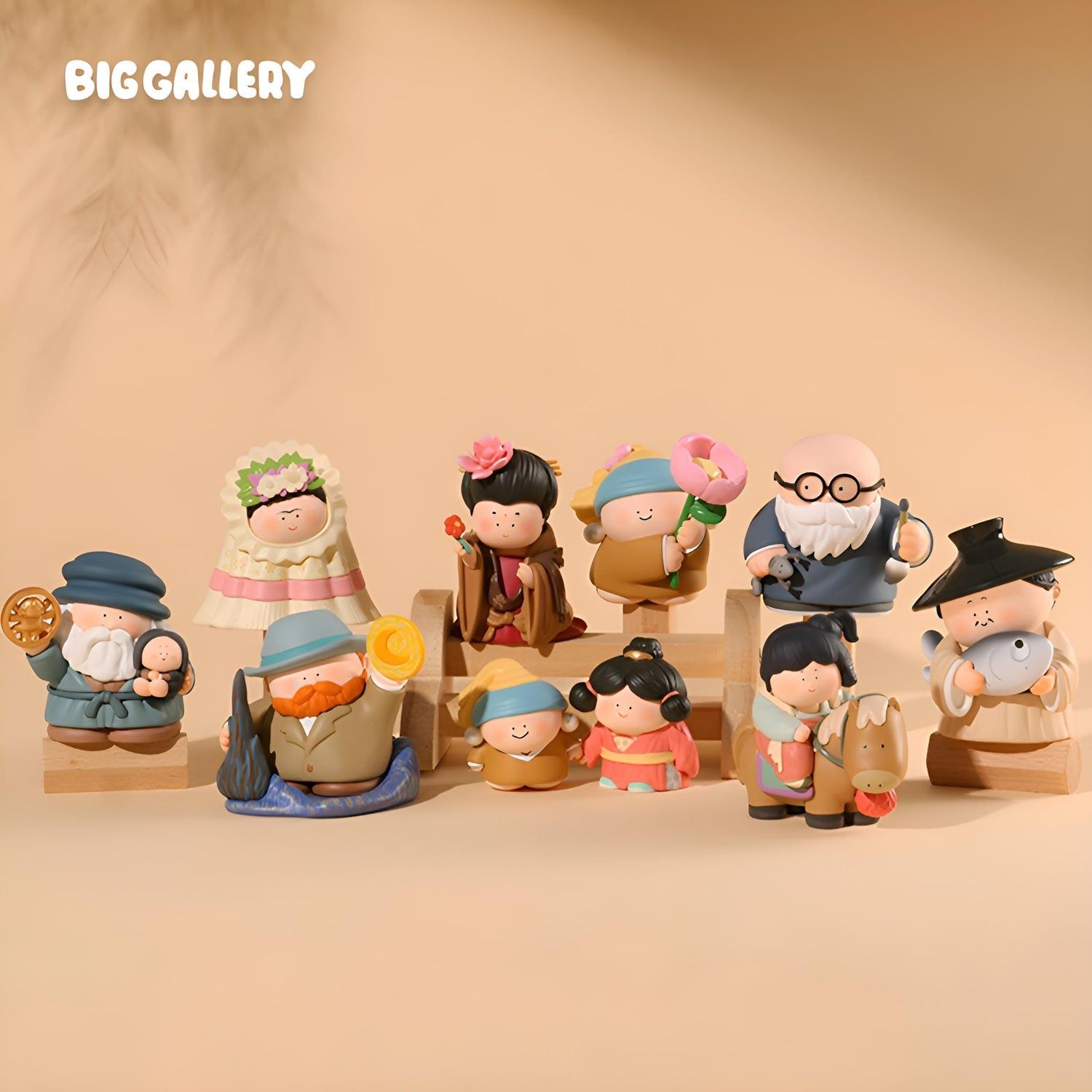 Full character lineup from The Great Artist Series – East Meets West Blind Box by BigGallery, featuring collectible figures inspired by Eastern and Western art