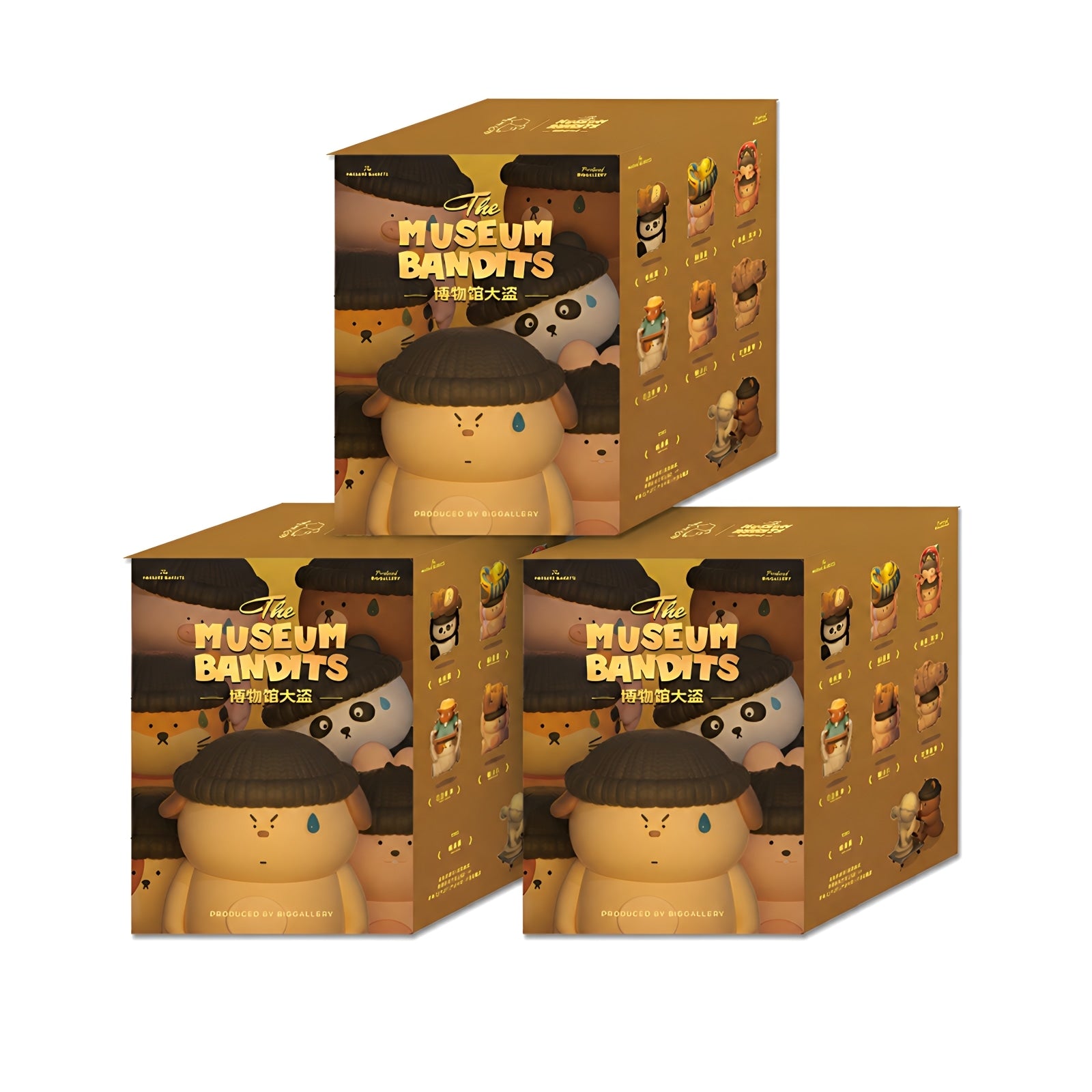 The Museum Bandits Series Blind Box 3 box set packaging for collectible art figures