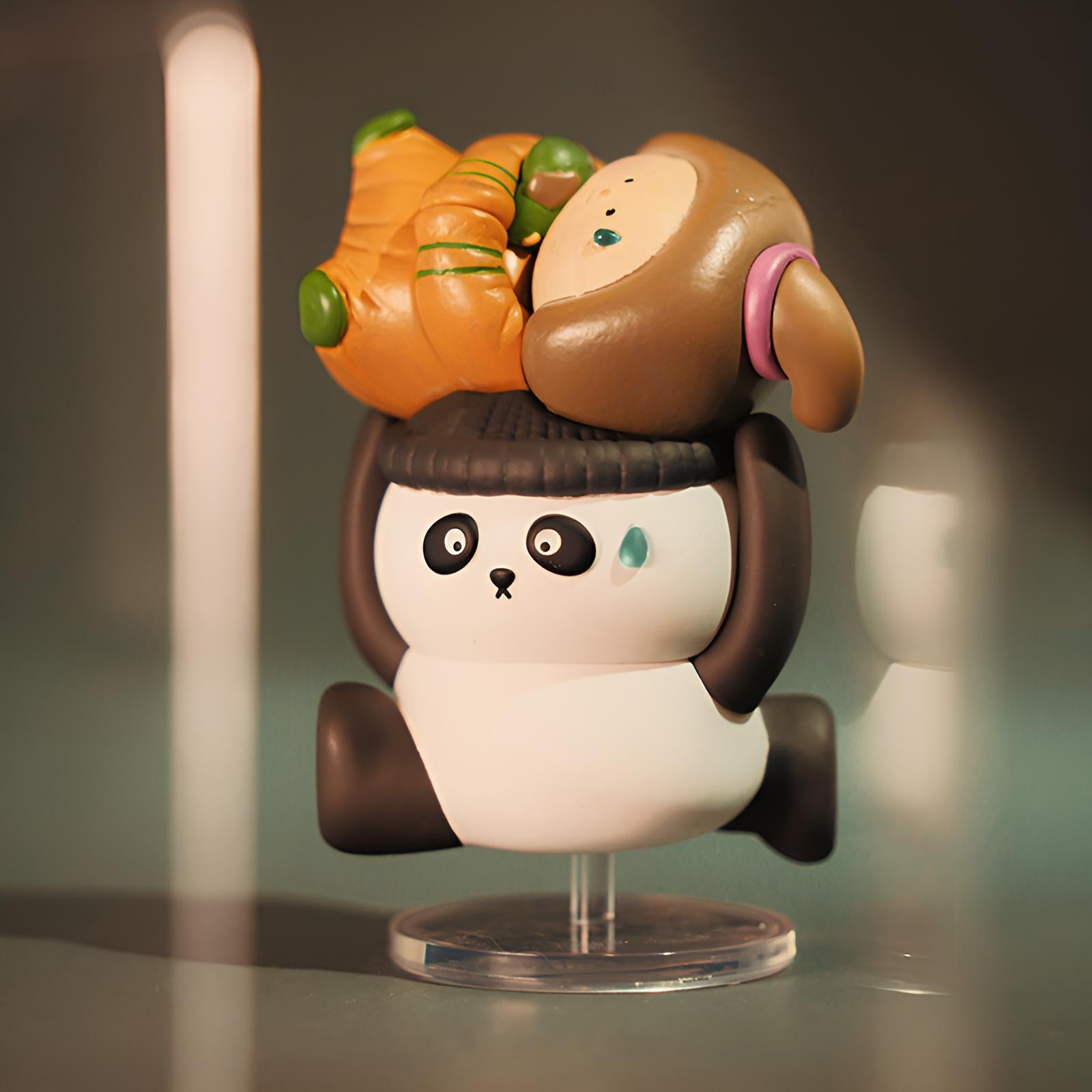 Museum Bandits panda collectible figure wearing a classic artifact-inspired design