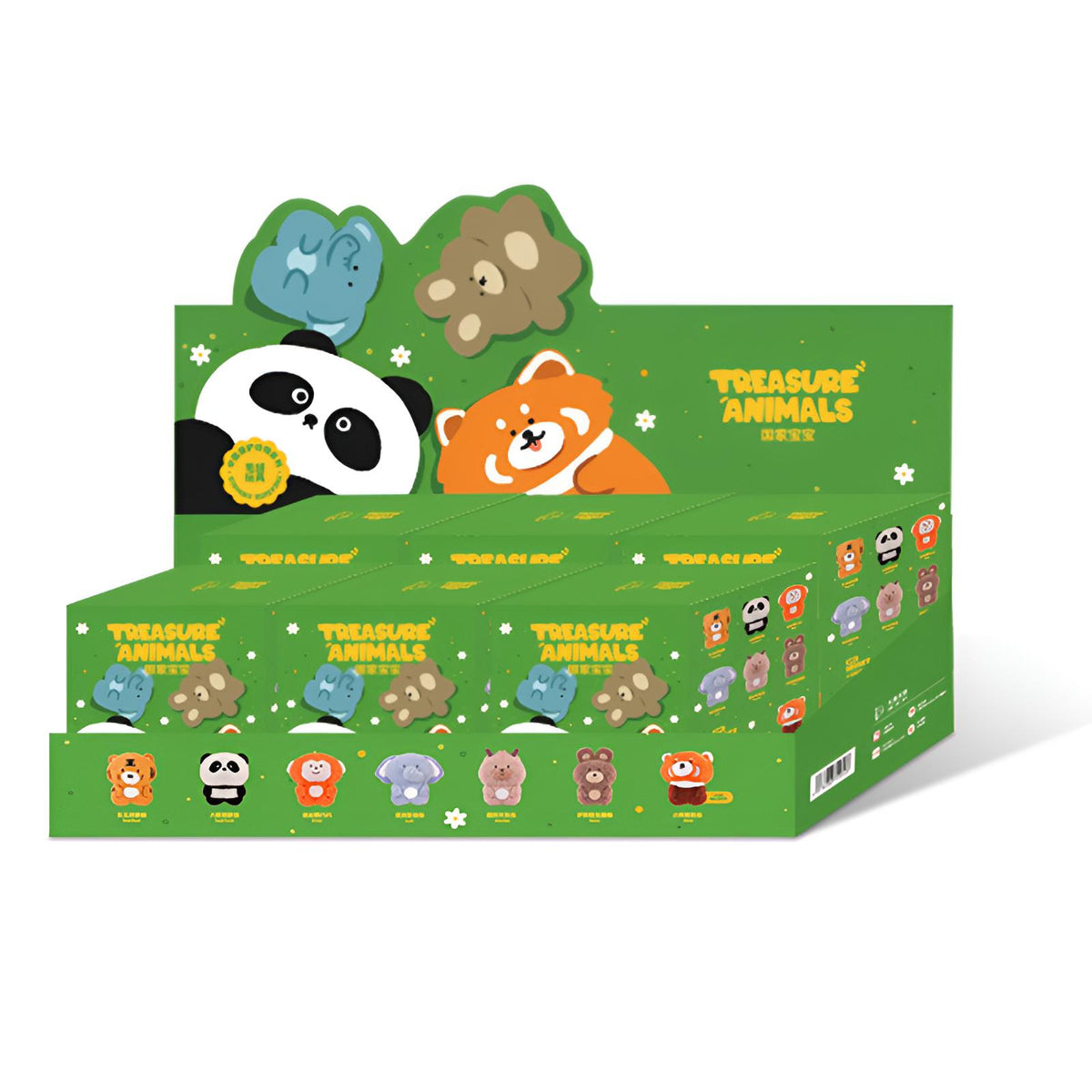 Full case packaging for Treasure Animals Series Blind Box by BigGallery with six plush blind boxes