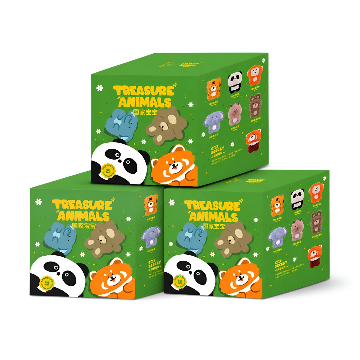 Three box packaging set for Treasure Animals Series Blind Box by BigGallery, a plush collectible blind box