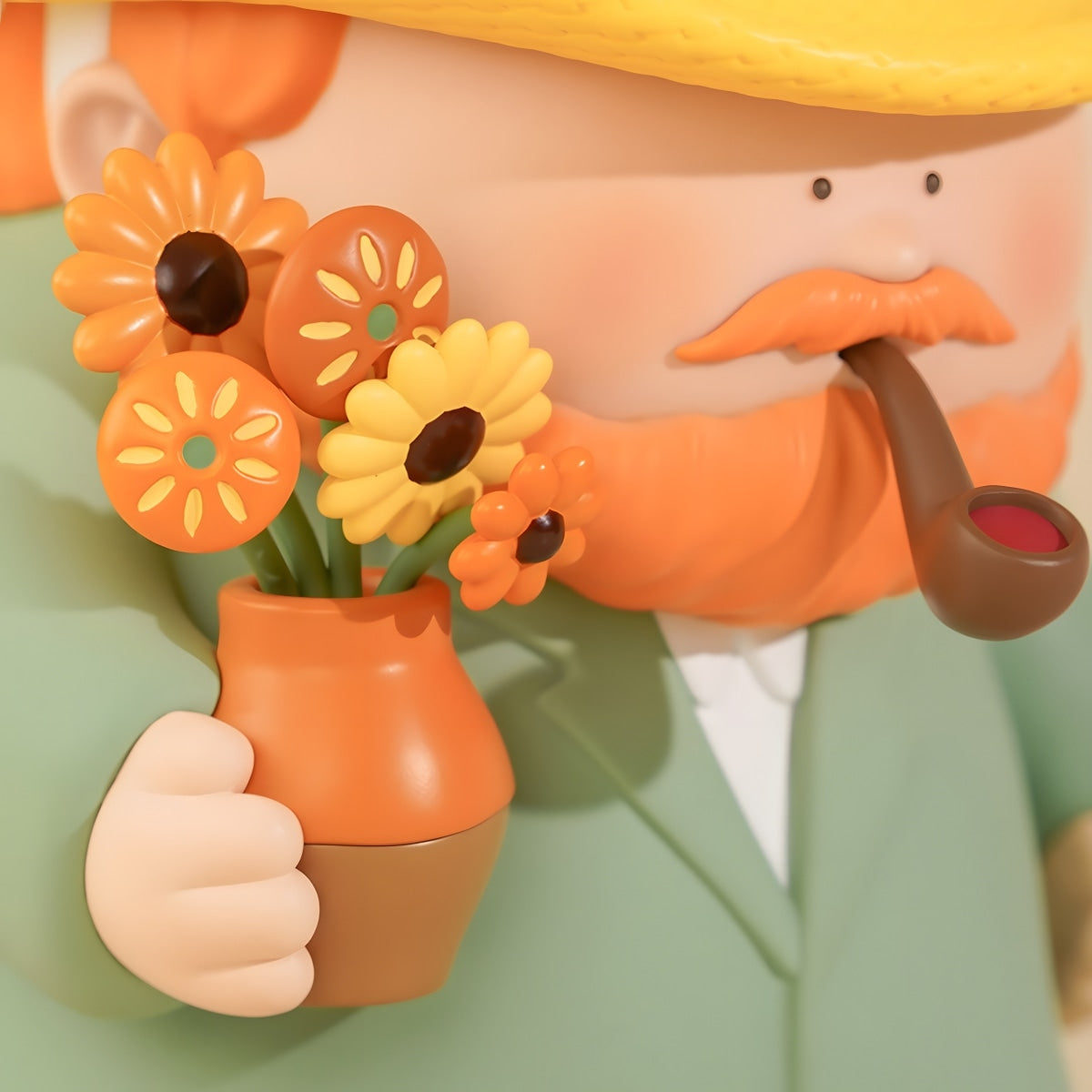 Close-up sunflower bouquet detail on Van Gogh & Sunflowers designer art figure by BigGallery