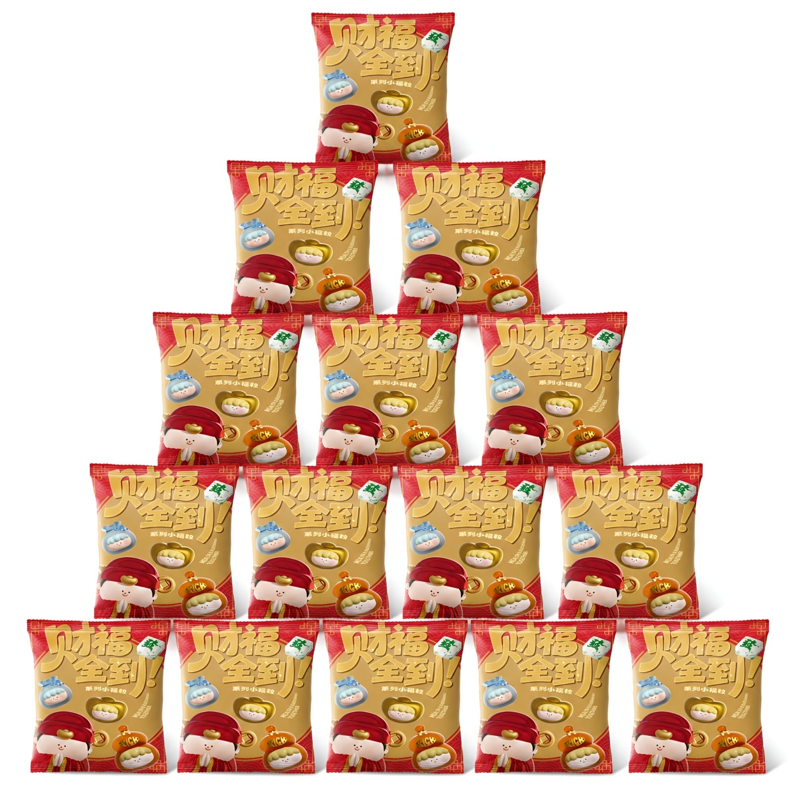 Wealth & Blessings Together Series Blind Bag 15 pack featuring Lucky Mini Beans collectible mystery designs